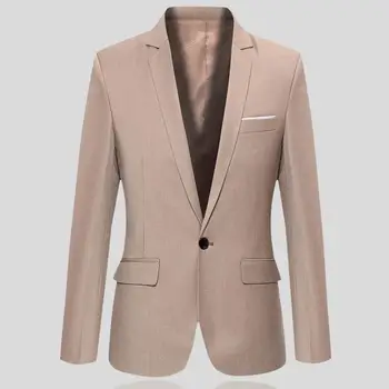 Официальный блейзер, популярный пиджак с лацканами на одной пуговице, верхняя одежда, мужской блейзер, мужской официальный блейзер на одной пуговице для свиданий