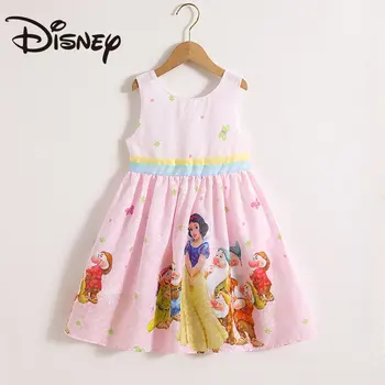 Платье для девочек Disney 2023, Летний Новый Сарафан Белоснежки, Летняя Детская одежда, Повседневная юбка С Принтом