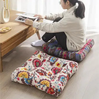 Подушка для сиденья Из Стереоскопического защитного хлопка С цветочным принтом, Круглая Подушка для йоги, Товары для дома