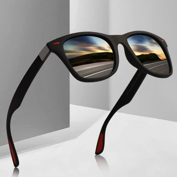 Поляризованные Солнцезащитные очки Мужские Женские Классические Квадратные Пластиковые Солнцезащитные очки для вождения Мужская мода Черные оттенки UV400