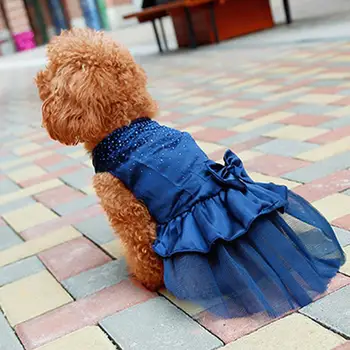 Практичное милое 3-цветное платье с бантом для щенка, платье принцессы со стразами, вечернее платье для собаки, свадебное платье, одежда для домашних животных