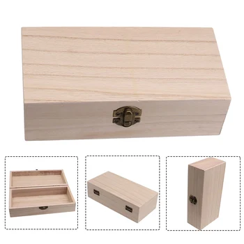Практичный деревянный ящик для хранения в виде раскладушки с ретро-дизайном и пряжкой, отлично подходит для организации мелких предметов или в качестве подарочной коробки