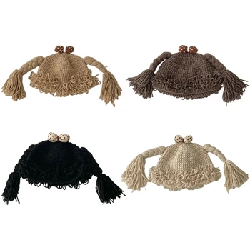 Прекрасные детские шапочки ручной вязки с шиньоном, зимняя шапка для незабываемых впечатлений