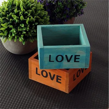 Прекрасный цветной многофункциональный ящик деревянный контейнер для ручек маленький мини-ящик для хранения с мясистым цветком любви Украшение рабочего стола