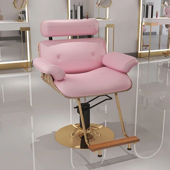 Розовое Парикмахерское кресло для педикюра Стилиста Роскошное Эстетическое Кресло для парикмахеров Golden Вращающееся Парикмахерское оборудование Mocho Cadeira MQ50BC