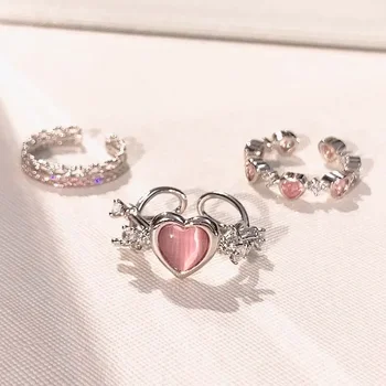 Розовые кольца с сердечками для женщин, открывающие индивидуальность, кольцо на палец с шипами, Модные Украшения для милых девушек, Аксессуары для свадебной вечеринки 2023 г.