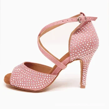 Розовые туфли для латиноамериканских танцев с мягкой подошвой для танго, джаза и современных танцев Свадебные туфли Летние сандалии 2023 Performance