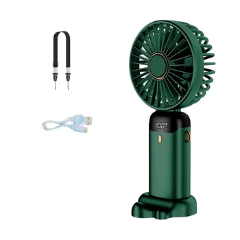 Ручной вентилятор, мини-портативный персональный вентилятор, перезаряжаемый через USB, маленький карманный вентилятор с ремешком и основанием, 5 скоростей (зеленый)
