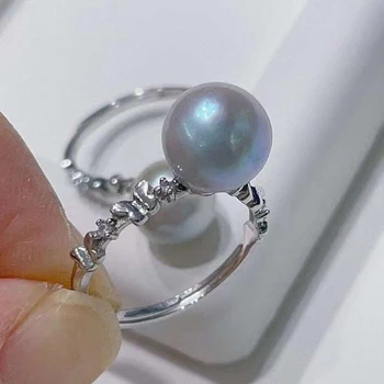 СГАРИТ 9,2 мм Пресноводный Небесно-голубой жемчуг Кольца из стерлингового серебра 925 пробы для женщин, Обручальное Модное кольцо, Модный подарок, Изысканные ювелирные изделия