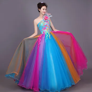 Сексуальное красочное платье для свадебных танцев, элегантное длинное китайское народное платье, DJ-шоу, фестиваль