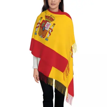 Флаг Испании Тореадор Шарф С Кисточками Великолепный Флаг Испании И Его Красные И Оранжевые Цвета Шаль-Обертка Женские Зимние Шарфы