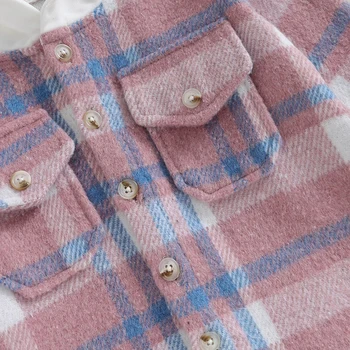 Фланелевая клетчатая куртка для маленьких девочек и мальчиков, детская рубашка с капюшоном на пуговицах с длинным рукавом, куртка Buffalo, Милая осенне-зимняя одежда