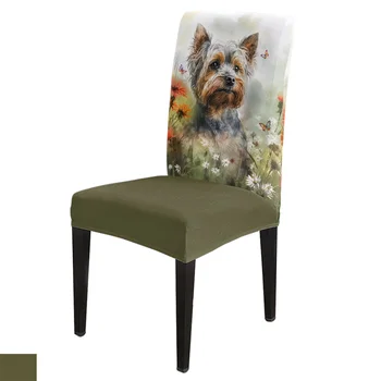 Цветочная собака, Акварельная Бабочка, Эластичный чехол для стула, Чехлы для кухонного обеденного стула, чехлы для банкетного отеля, Эластичные чехлы для стульев