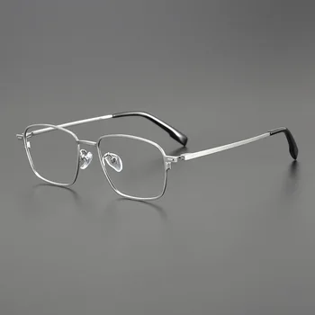 Чистый титан ретро маленькая квадратная оправа очки оправа Мужчины оптический джентльмен Японские круглые очки оправа Литературная близорукость очки