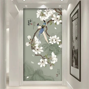 бейбехан Пользовательские обои 3d фрески новые китайские чернила пейзаж магнолия птица крыльцо фон стены декоративная живопись обои